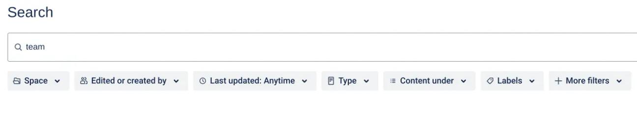 A screenshot of the Confluence Advanced search bar and filters