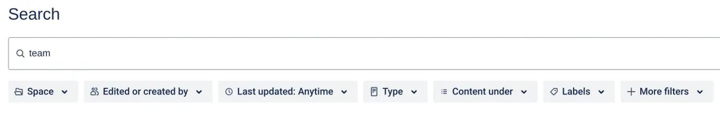 A screenshot of the Confluence Advanced search bar and filters