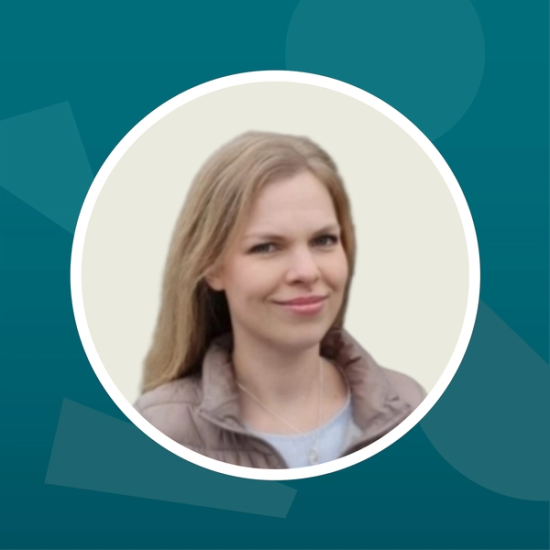 A headshot of Ingrid Thornton against a teal background