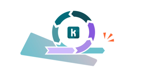 A colourful, stylised image of a round loop of arrows (a common symbol for agile) and the Kolekti logo in the middle