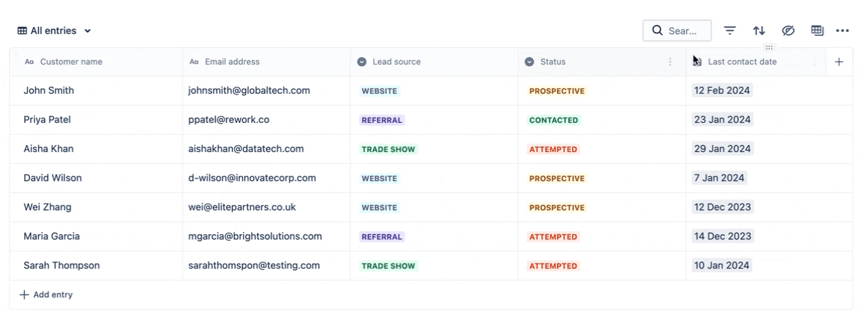 A GIF of a user creating a new filtered view for their Confluence database