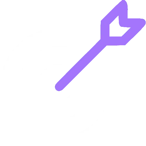 An icon of a white target with a purple arrow in the bullseye