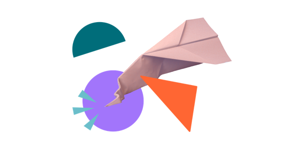 A crashed paper plane in Kolekti brand colours