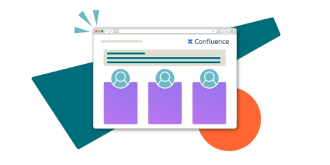 A web browser window showing a colourful Confluence team page