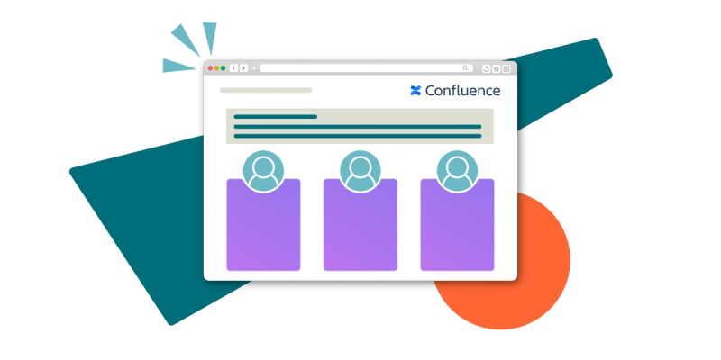 A web browser window showing a colourful Confluence team page