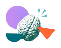 A brain surrounded by colourful shapes