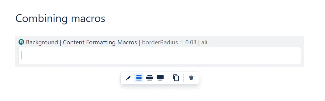 A GIF of a user inserting an Alert macro into a Background macro in Confluence using the keyboard shortcut
