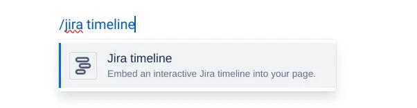 A Jira timeline shortcut on a Confluence page