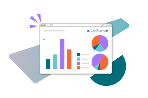 A browser window showing bright visual charts on a Confluence page 