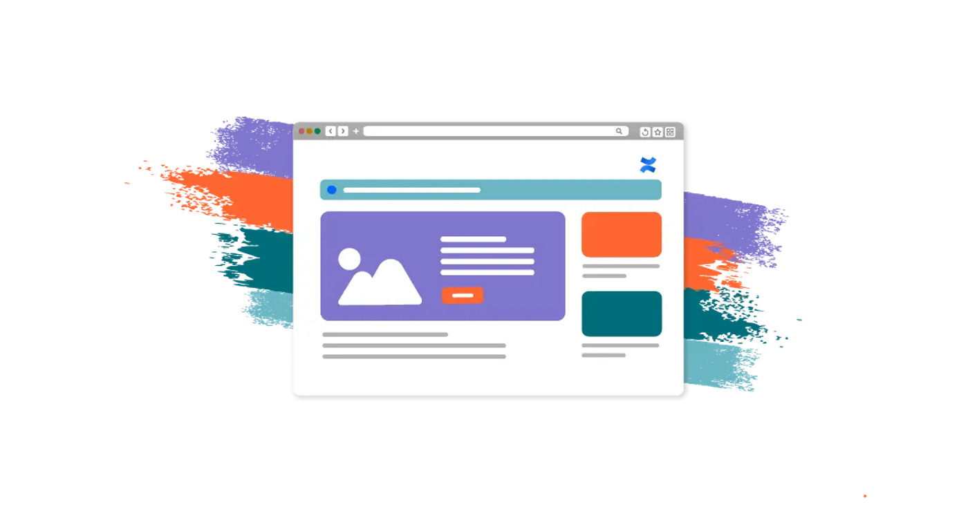 A Confluence page with colourful painted brush strokes behind