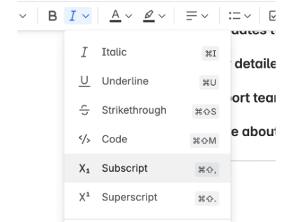 A dropdown list on Confluence Cloud's page editor toolbar showing text formatting options