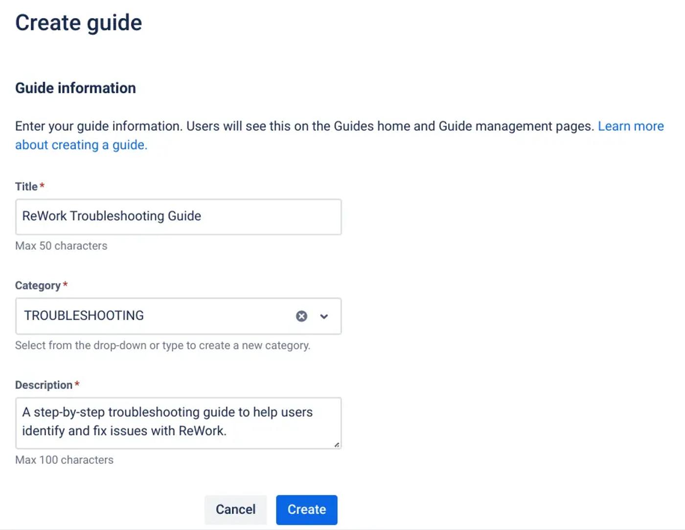 Details for a troubleshooting interactive user guide in Guided Pathways for Confluence