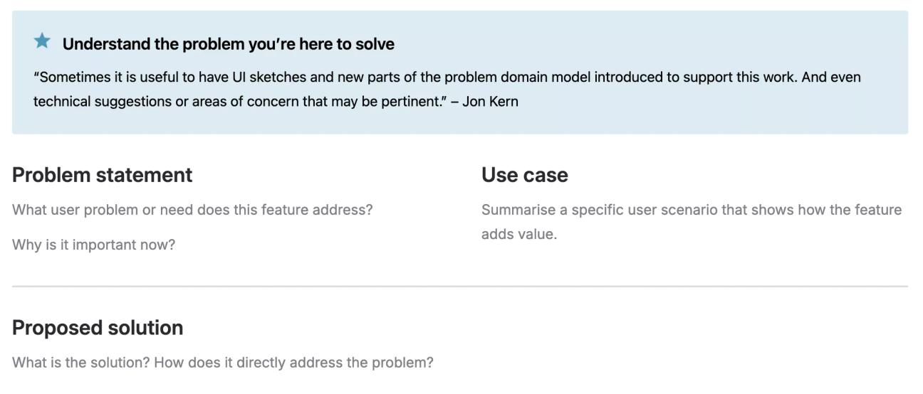 A screenshot of the Agile Epic Brief Template, showing a tip from Jon Kern and sections like 'Problem statement' and 'Proposed solution'