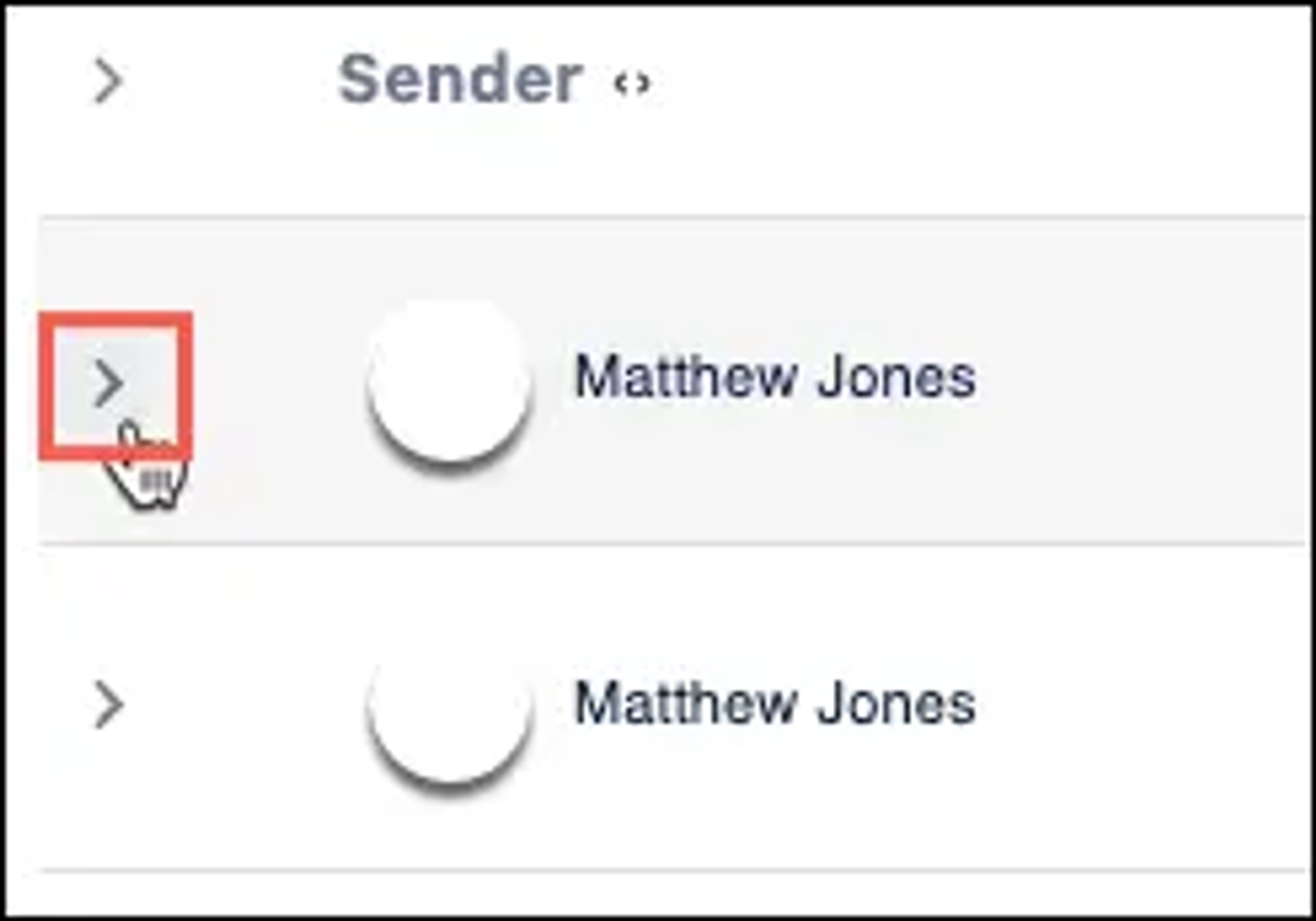 A user selects an arrow beside a respondent’s name to expand their answers in the responses table