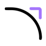 An icon of a rounded corner below a purple square corner
