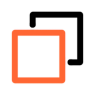 An icon of an orange box in front of a black box