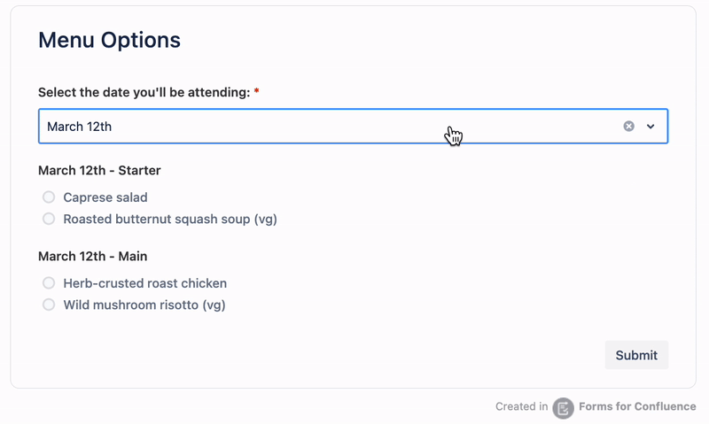 A GIF of a user updating an answer on a form which changes the following form questions