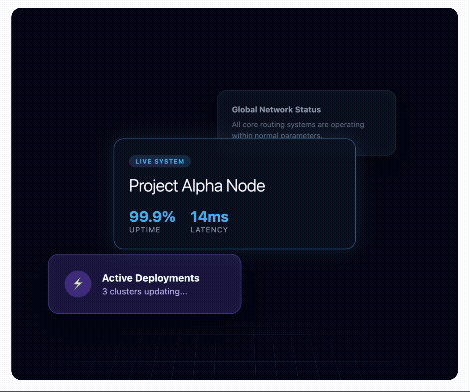 A gif of a holographic 3D multi-display orienting around a mouse as if to face it, made with an HTML macro from Mosaic in Confluence.