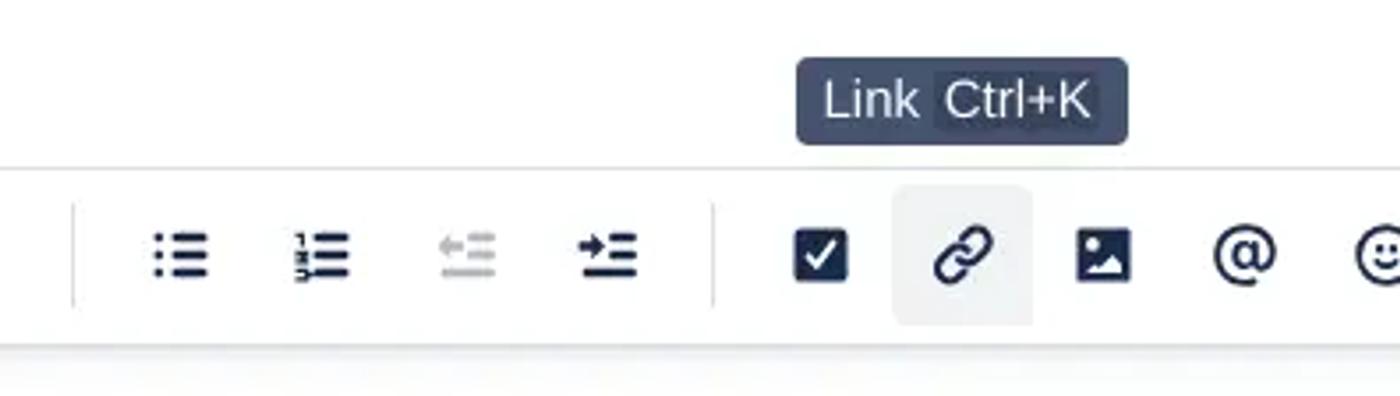 The Confluence toolbar with the Link element highlighted