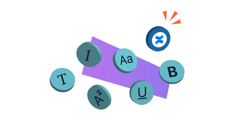 Circular buttons containing keyboard formatting shortcuts on a stylised background 