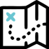 An icon of a map with a blue X to mark the spot