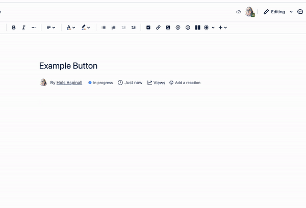 A gif of a user creating a button in Confluence Cloud