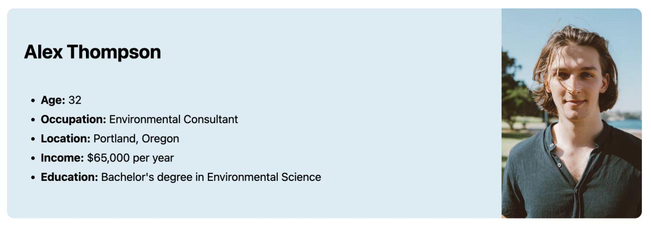 A screenshot of the overview section of the user persona on Confluence.