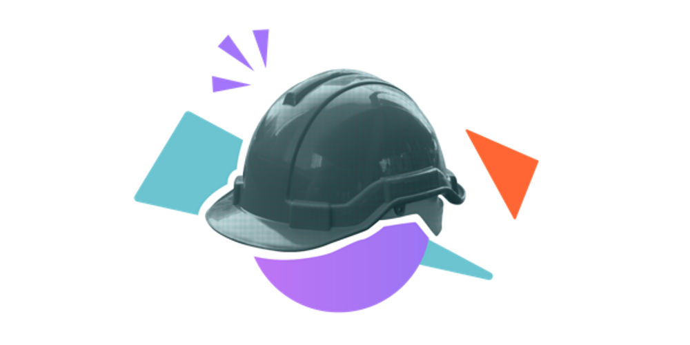 A builder's hat surrounded by colourful shapes 