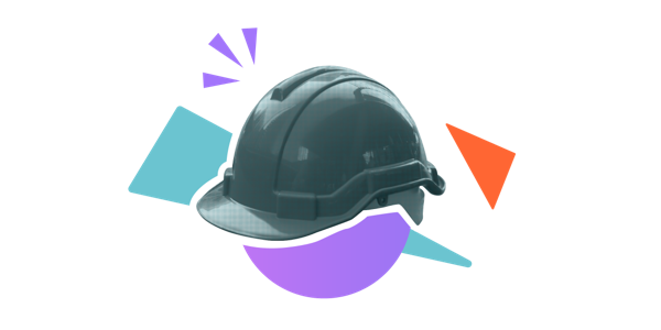 A builder's hat surrounded by colourful shapes 