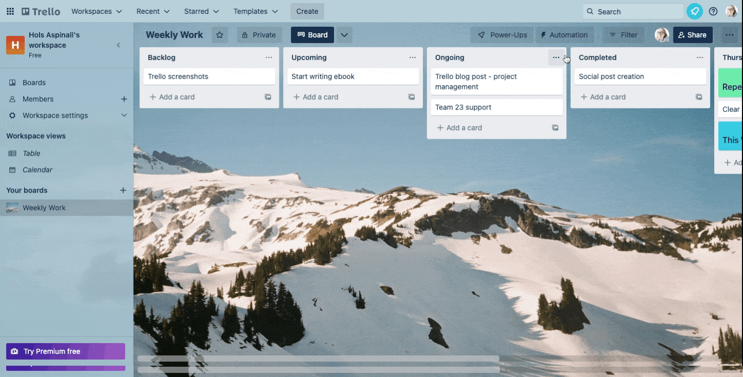 A gif showing how to add rule automation to your Trello board