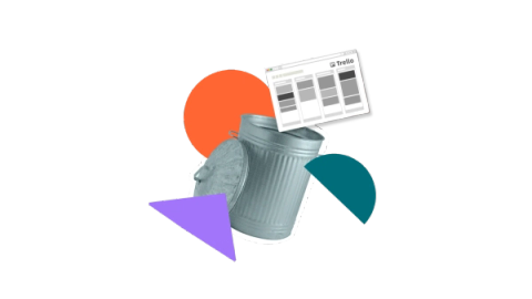 Trello cards going inside a trash can