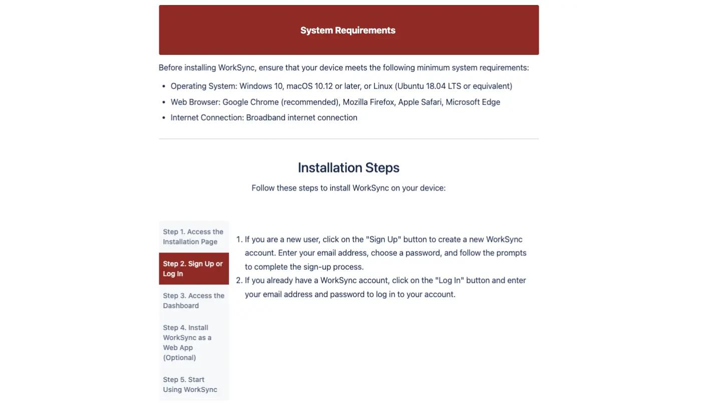 A Confluence documentation page showing software installation steps