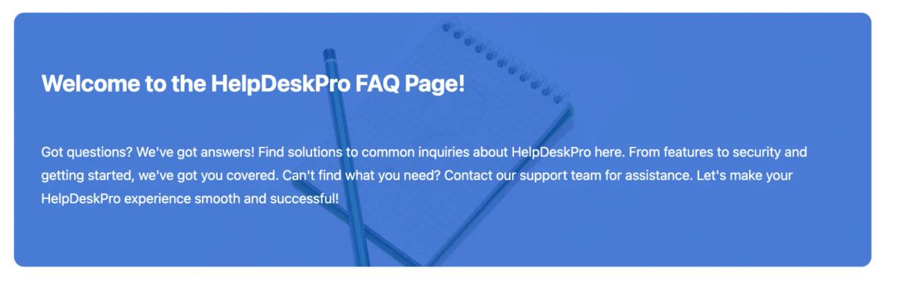  A welcome banner on the Confluence FAQ page template