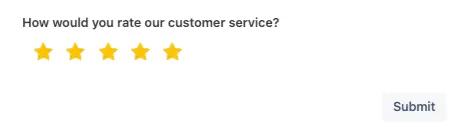 The question ‘How would you rate our customer service?’ with a five-star rating below