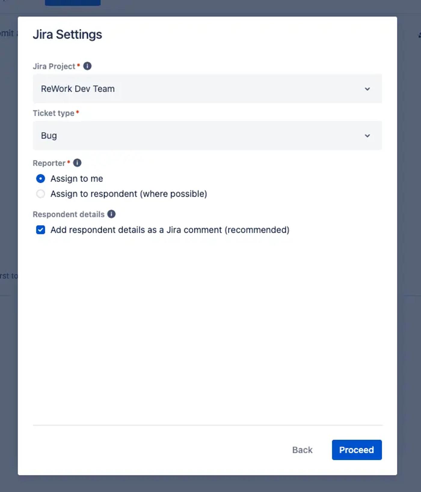 The Jira Settings dialog box in Confluence