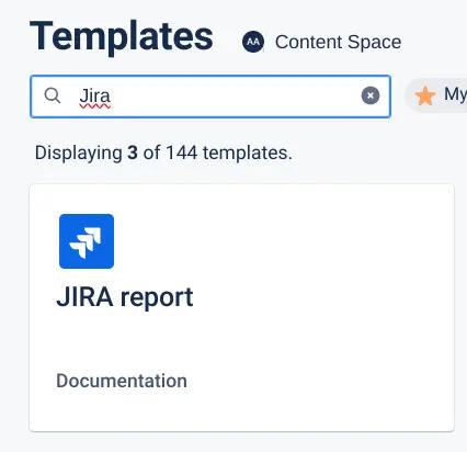 A screenshot of the Jira report template in Confluence