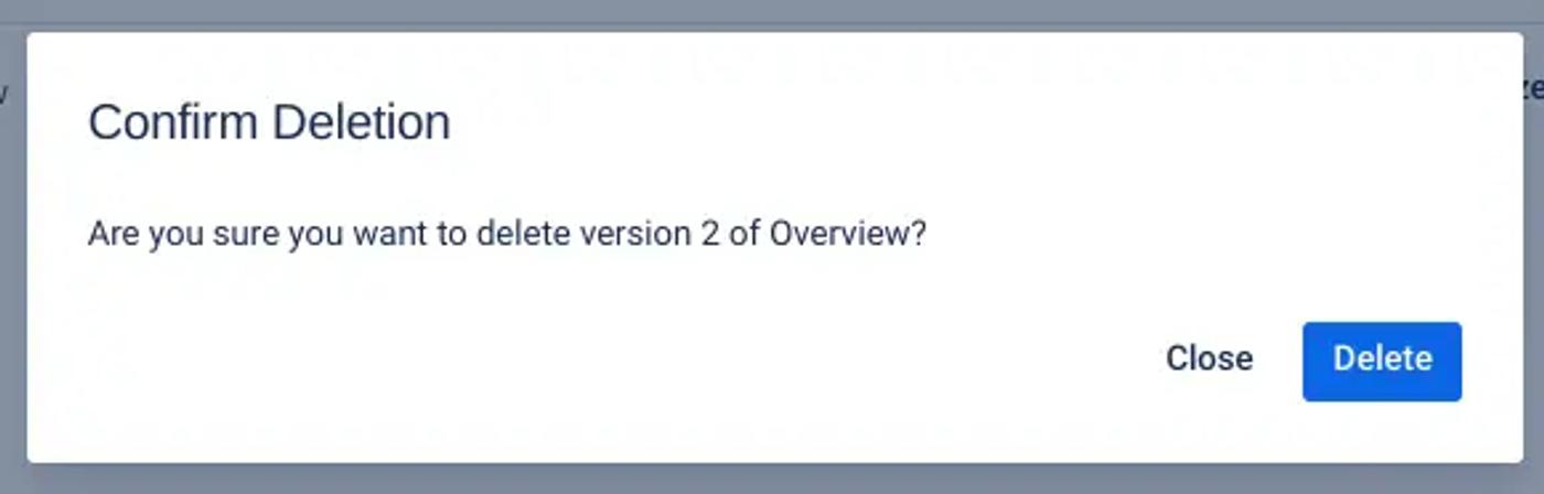 The Confirm Deletion dialog box on Confluence