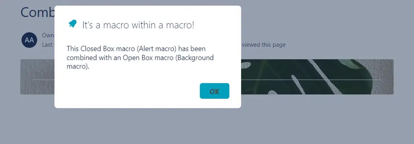 A screenshot of a published combination of the Background macro and Alert macro in Confluence