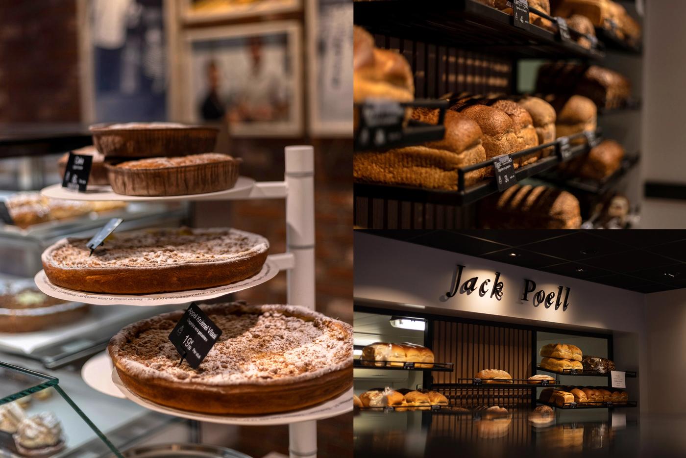 Ambachtelijke vlaaienpresentatie bij Bakkerij Jack Poell in Eindhoven, met royaal gepresenteerde Limburgse vlaaien als onderdeel van het sfeervolle winkelinterieur van Infrashop.