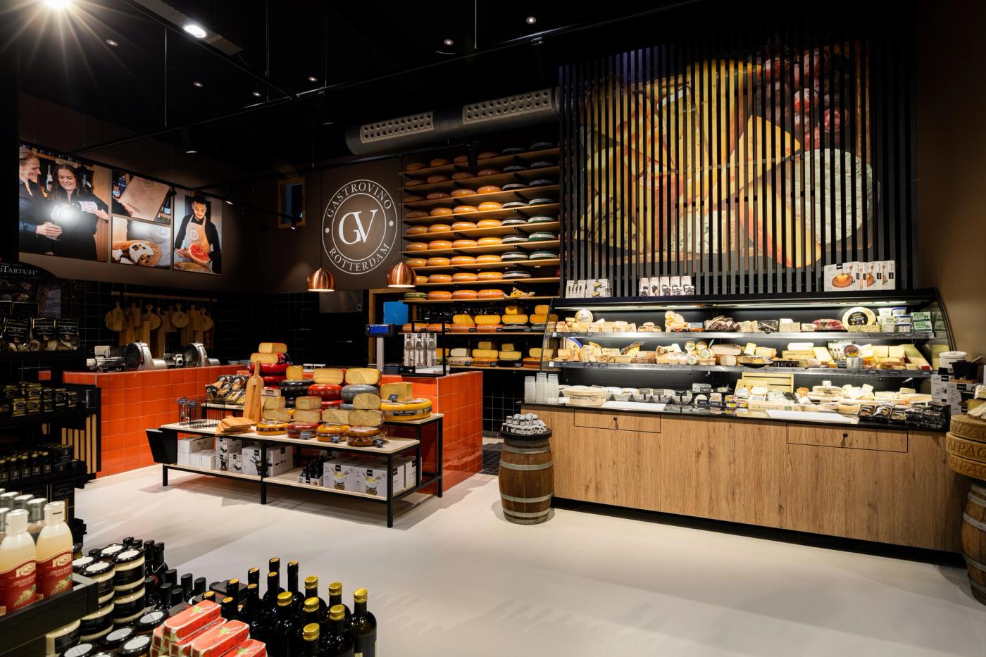 Winkelinterieur Gastrovino kaas en delicatessen gemaakt door Infrashop