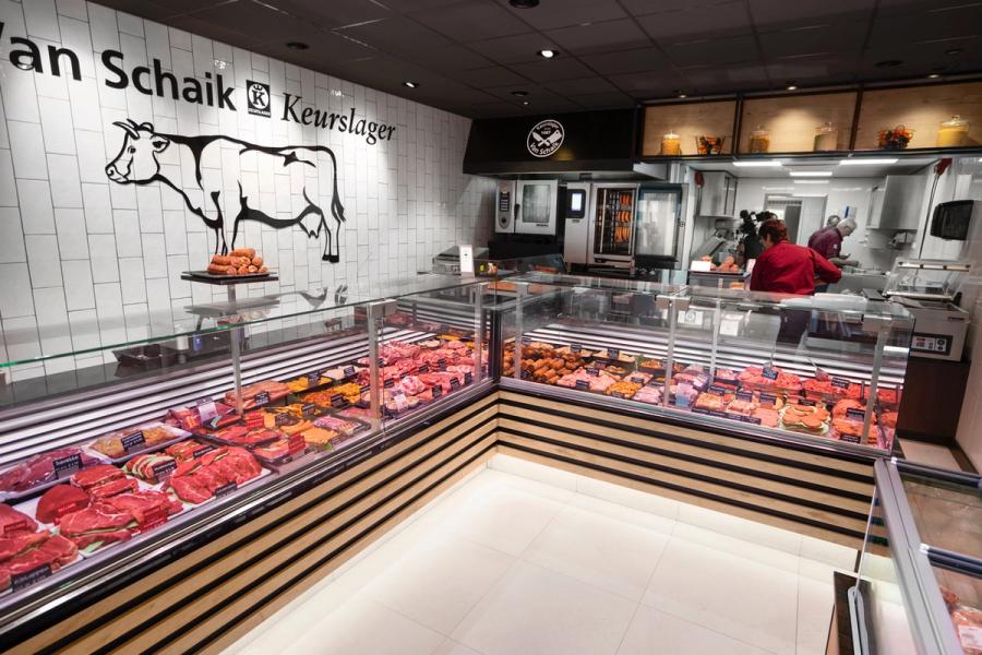 Slagerstoonbank gemaakt door Infrashop voor slagerij van Schailk in Huizen