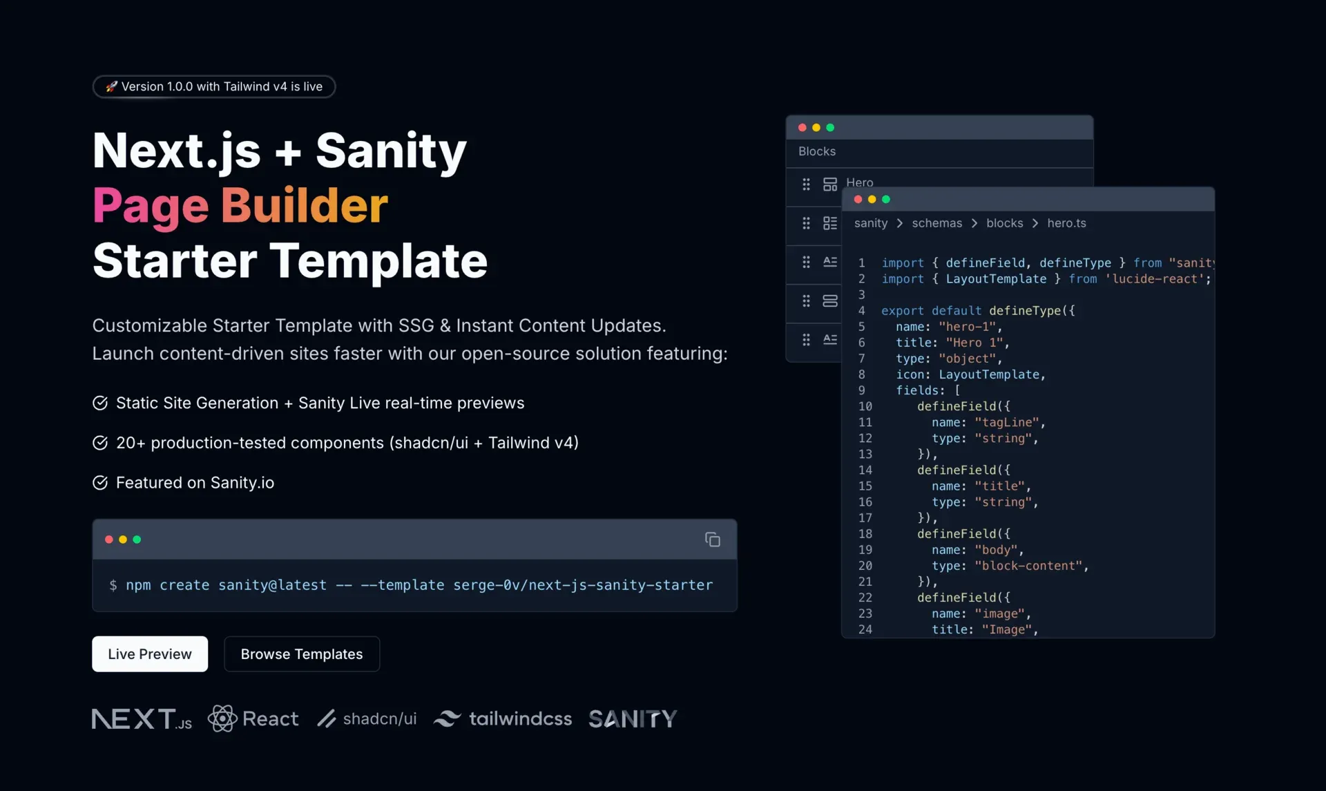 Next.js + Sanity Page Builder Starter Template