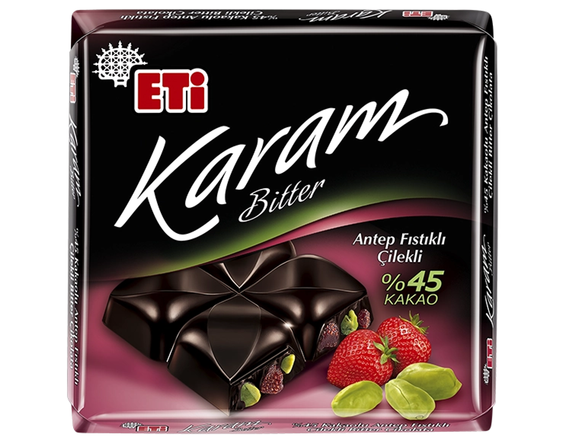 ETi Karam %54 Kakaolu Antep Fıstıklı Çilekli Bitter