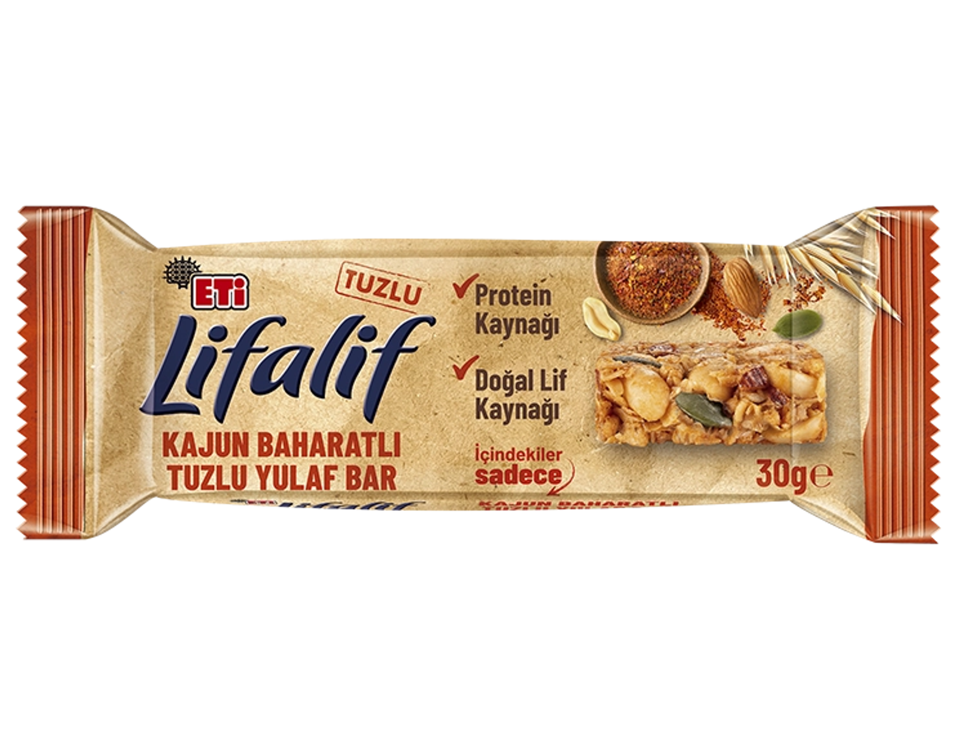 Kajun Baharatlı Tuzlu Yulaflı Bar