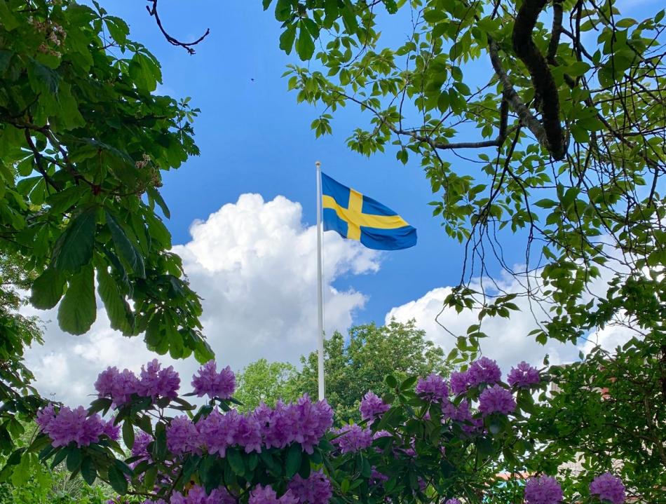 Det svenske flagget i vinden.