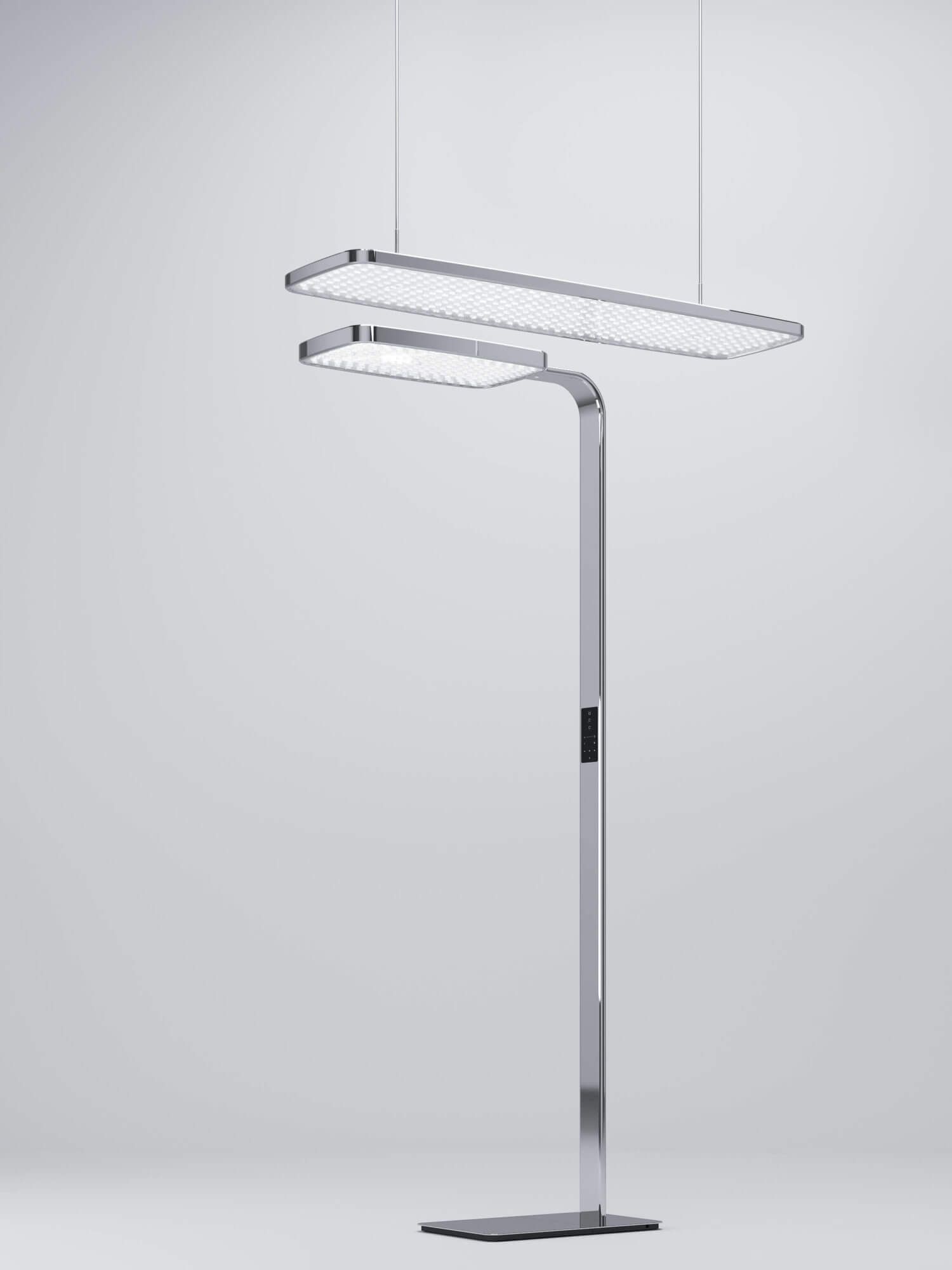 Produktvisualisierung einer LED-Stehleuchte freigestellt vor hellem Hintergrund