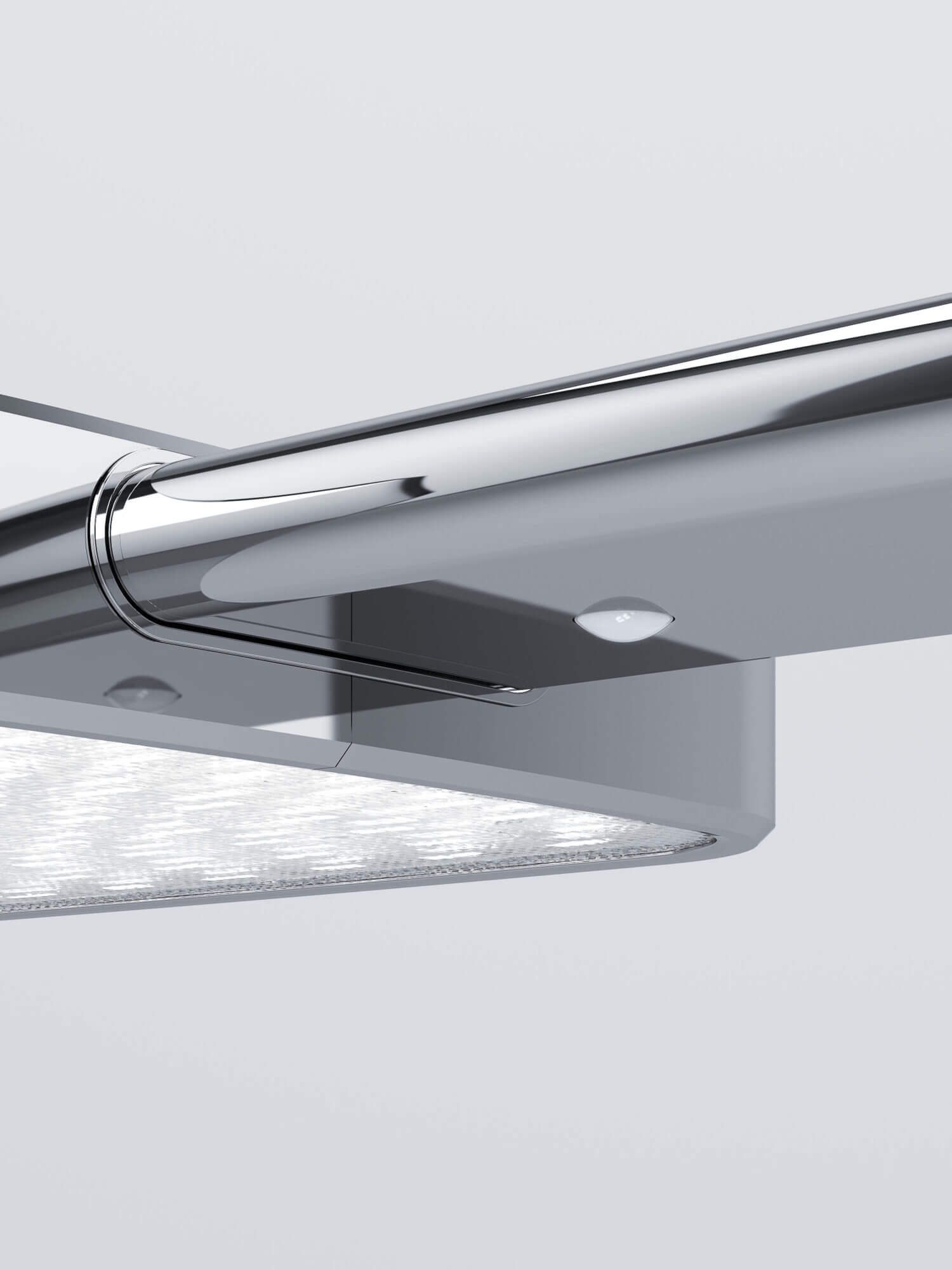 Produktvisualisierung des Leuchtenkopfs einer LED-Stehleuchte aus der Untersicht