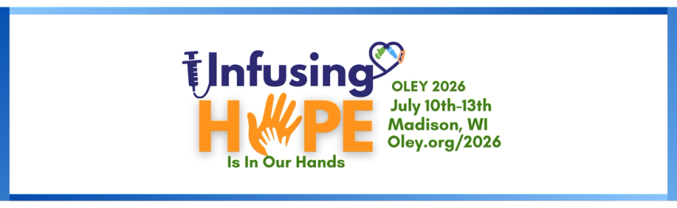 Official Oley 2026 conference banner: Infusing Hope Is In Our Hands — July 10th through 13th, Madison, Wisconsin, Oley.org/2026.