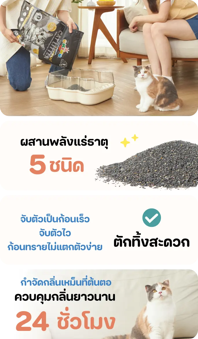 OKIKO ทรายแมวหินภูเขาไฟ 5 Powers ขนาด 12 ลิตร