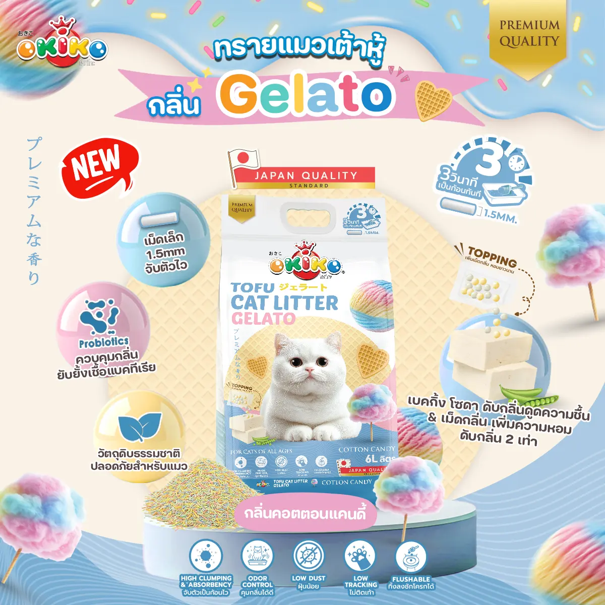 Tofu Cat Litter Gelato Cotton Candy
